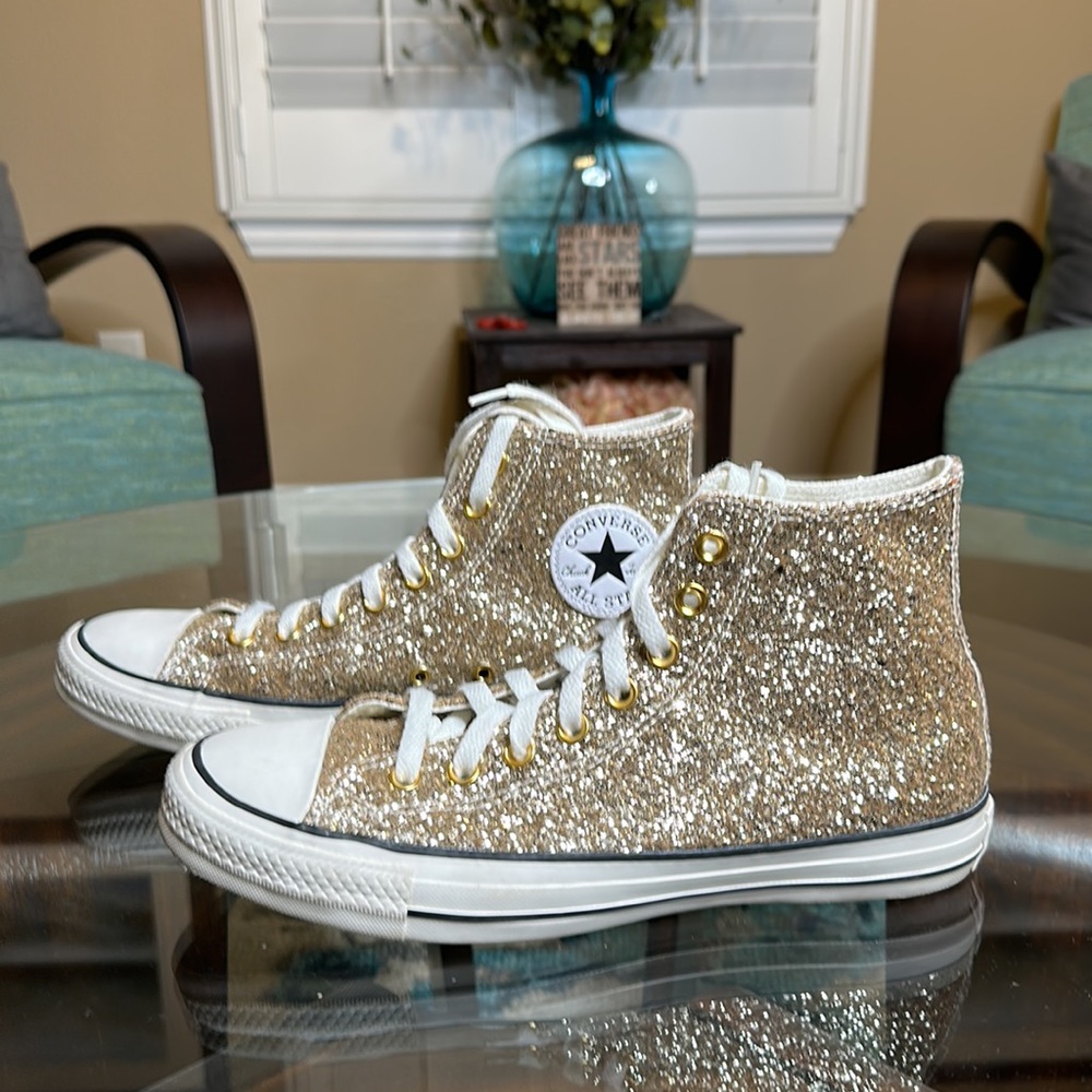 Converse Chuck Taylor All Star Glitter Gold Sz 10